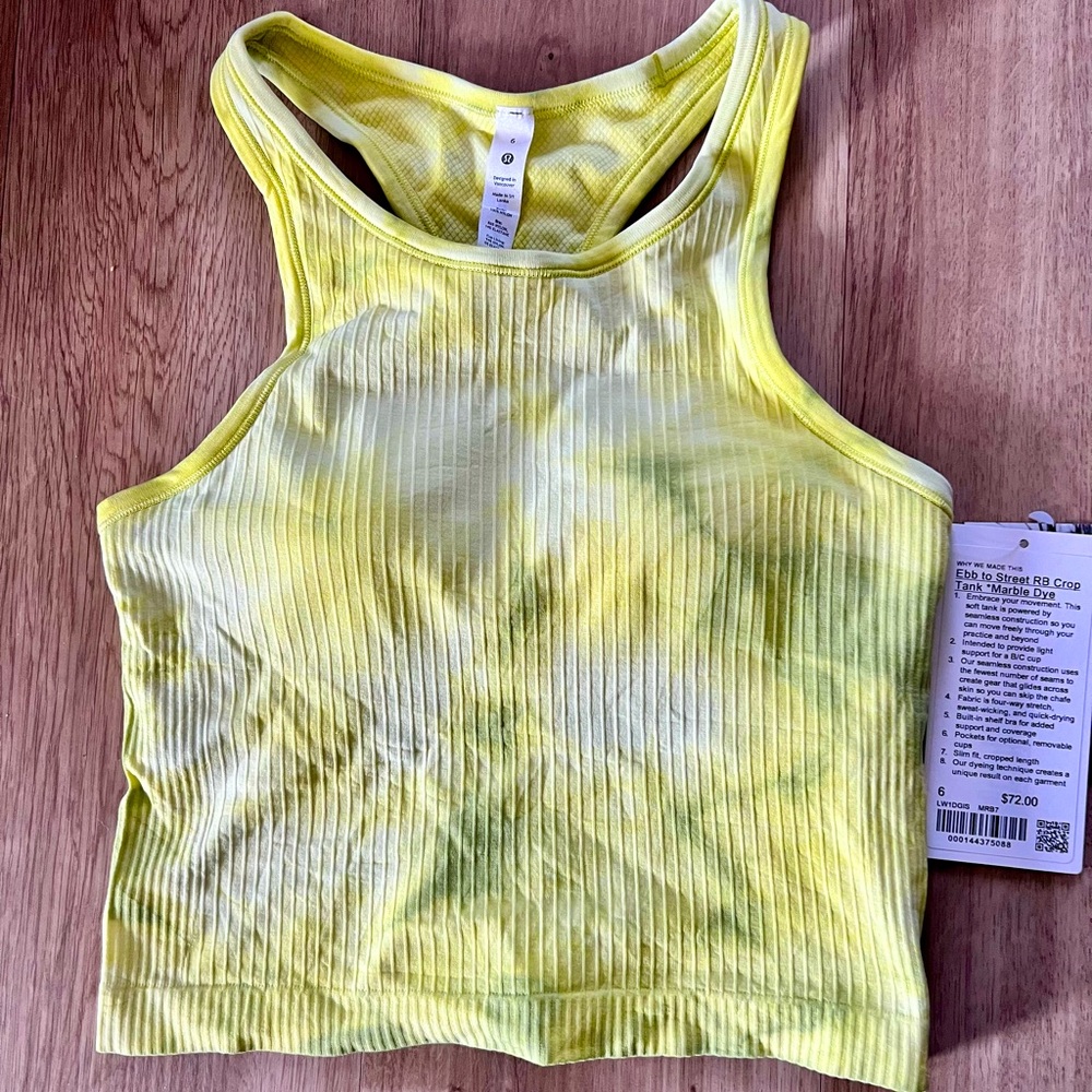 NWT Lululemon Ebb to street cropped tank